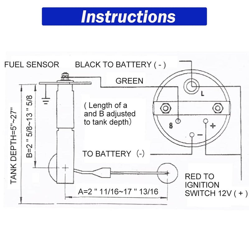 BLLYOGU 2" Fuel Level Gauge,12V Fuel Tank Meter E-1/2-F Pointer Meter 240-33ohm for Car RV Yacht Boat Motorcycle - Image 5